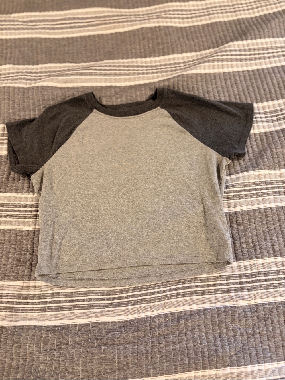 Hollister Women’s Large Two-Tone Raglan Tee in Light Gray and Charcoal